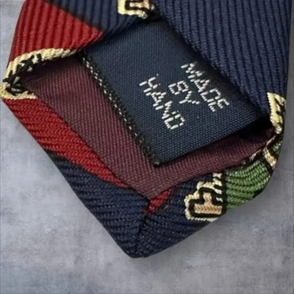 Handmade Vintage Polo By Ralph‎ Lauren 3.75” Neck Tie Red/Blue/Cream Color Block